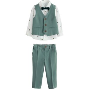 Next Set - Bruin - 4-delige Set - Weste, Hemd, Hose - Lange Mouw