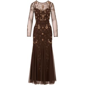 Adrianna Papell Avondjurk  donkerbruin / goud