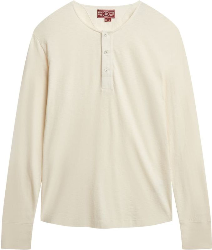 Superdryvoor mannen. M6010880A Grootvader T-shirt beige (S), Casual, Katoen, Lange mouwen