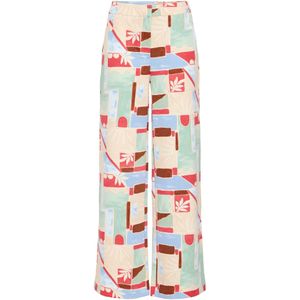 ICHI Broek 'Kate'  lichtbeige / lichtblauw / bruin / pastelgroen