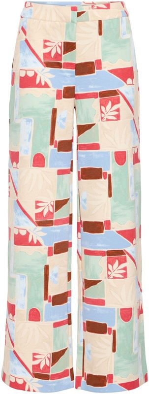 ICHI Broek 'Kate'  lichtbeige / lichtblauw / bruin / pastelgroen
