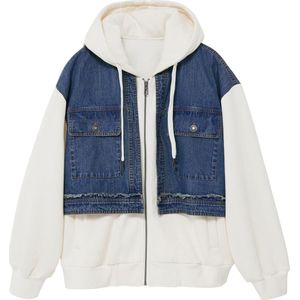 Desigual - Sweatshirt - Denim - Lange Mouwen - Capuchon - Ritssluiting