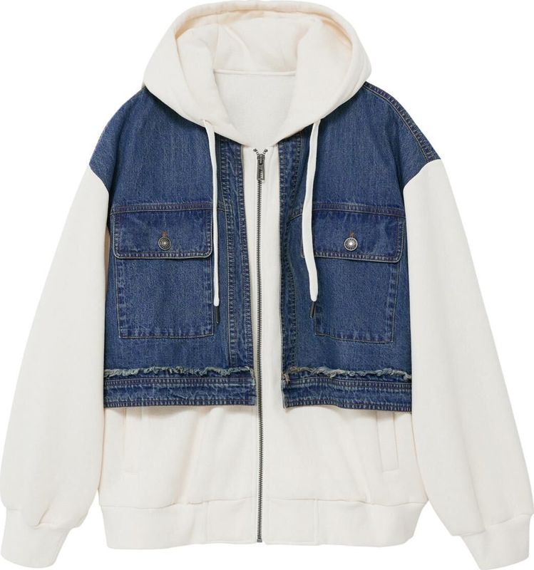 Desigual - Sweatshirt - Denim - Lange Mouwen - Capuchon - Ritssluiting