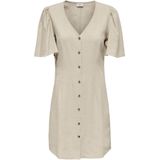 JDY - Casual Jurk - V-Hals - Korte Mouwen - Knoopsluiting - Zwart