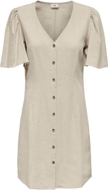 JDY - Casual Jurk - V-Hals - Korte Mouwen - Knoopsluiting - Zwart