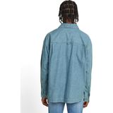 Shirt - Effen - Denim - Comfort Fit - Lange Mouw