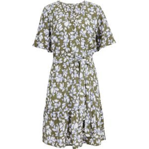 WE Fashion Jurk  duifblauw / olijfgroen / wit