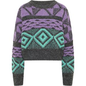 IZIA Trui  donkergrijs / lichtgroen / lila
