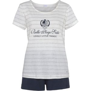 LASCANA Pyjama  beige / nachtblauw / wit