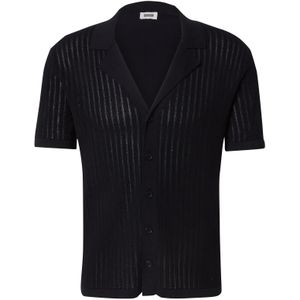 Drykorn - Gebreid Shirt - Zwart - Puur Katoen - Korte Mouwen