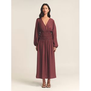 St MRLO Jurk 'May Gather'  donkerrood / wit