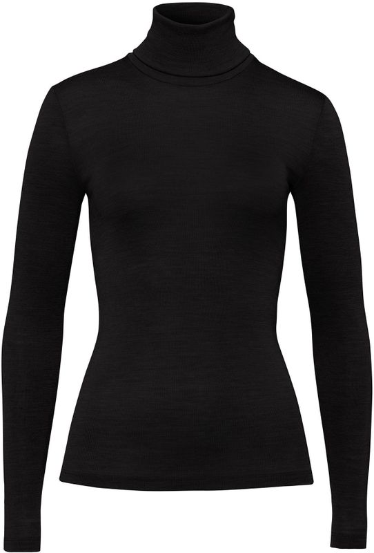 Shirt met lange mouwen en turtleneck van een mix van wol en zijde