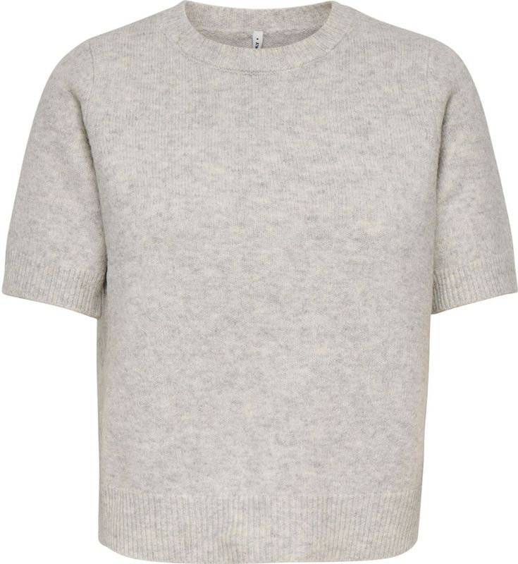 Only - ONLABBY LIFE SS BLING TOP O-NECK KNT - Trui - Light Grey Melange - Korte Mouwen