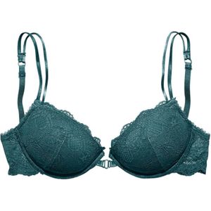Lascana - Push-up-bh - Smaragd - Met Voorknopsluiting - Delicate Spaghettibandjes