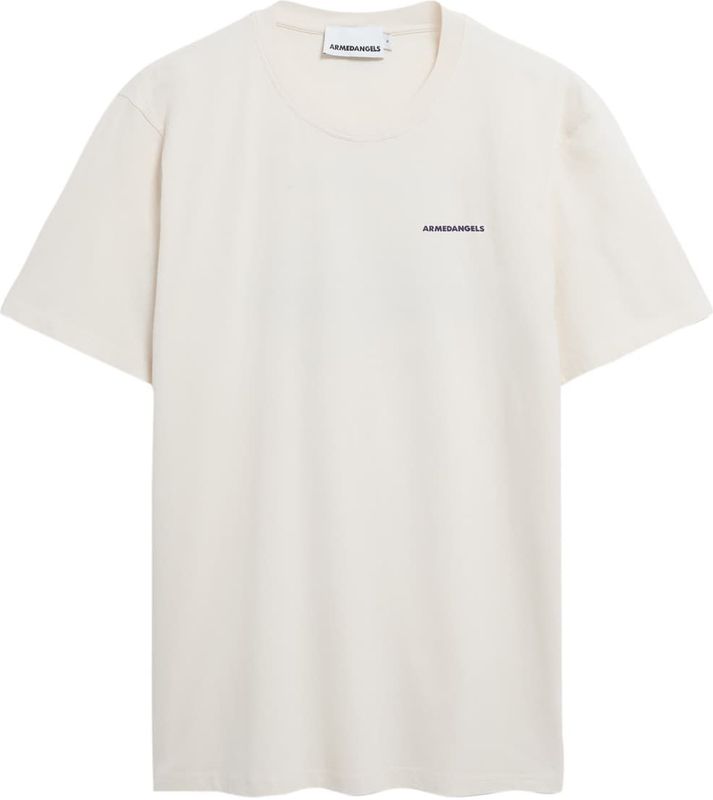 ARMEDANGELS - Shirt - Beige - Ronde Hals - Halve Mouw - Losse Pasvorm