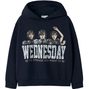 NAME IT Sweatshirt 'NKFAKOBA WEDNESDAY'  navy / zwart / wit