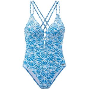 Look - Structuur Patroon - Badpak - Blauw - Verwijderbare Softcups