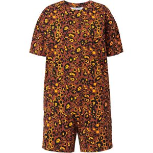 Studio Untold Korte pyjama  roestbruin / geel / zwart