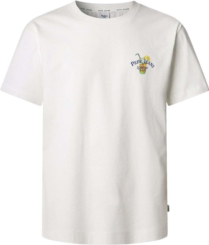 Pepe Jeans - T-shirt - Effen - Katoen - Motiefprint - Ronde Hals