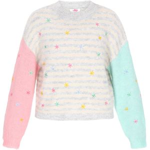 MYMO Trui  lichtgrijs / mintgroen / rosa
