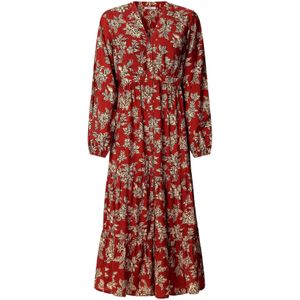 Pepe Jeans - Poliana - Jurk - Crème - Kastanjebruin - Zwart