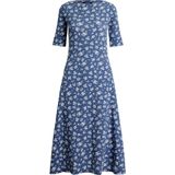 Lauren Ralph Lauren - Jurk - Saffier/Wit - 3/4 Lengte - Bloemenprint