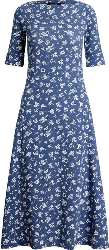 Lauren Ralph Lauren - Jurk - Saffier/Wit - 3/4 Lengte - Bloemenprint