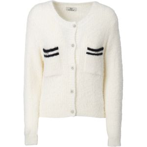 Influencer Gebreid vest ' Fluffly'  zwart / offwhite