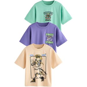 Next Shirt  mintgroen / donkerlila / pasteloranje / zwart