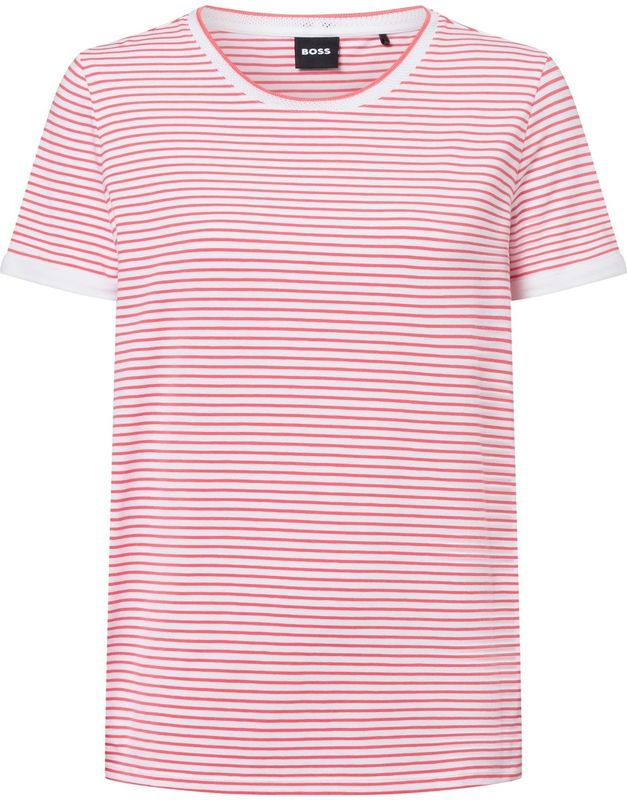 BOSS - Emasa - Shirt - Koraal - Ronde Hals - Kwartmouw