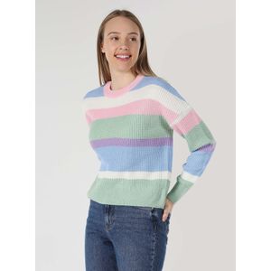 Colin's Trui  duifblauw / pastelgroen / rosa / wit