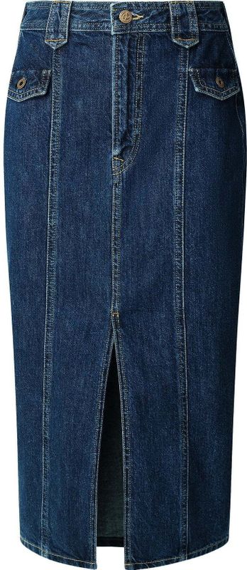 Pepe Jeans - PL9011869 - Midi Rok - Blauw - Casual - Katoen - Denim