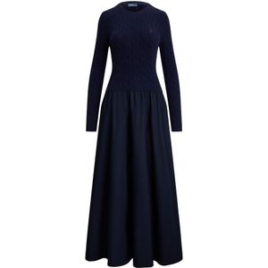 Polo Ralph Lauren - Gebreide Jurk - Navy - Flare - Lange Mouw