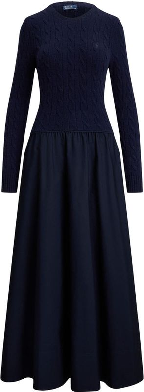Polo Ralph Lauren - Gebreide Jurk - Navy - Flare - Lange Mouw