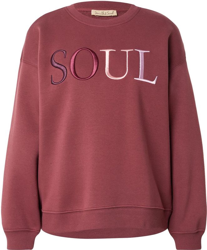 Smith&Soul - Sweatshirt - Ivoor - Aubergine - Rosa - Bordeaux