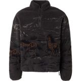 LEVI'S ® Trui 'Idyllwild Sherpa Popover Sweatshirt'  stone grey / donkeroranje / zwart