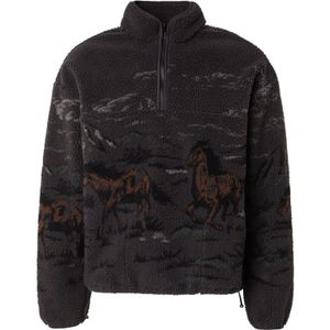 LEVI'S ® Trui 'Idyllwild Sherpa Popover Sweatshirt'  stone grey / donkeroranje / zwart