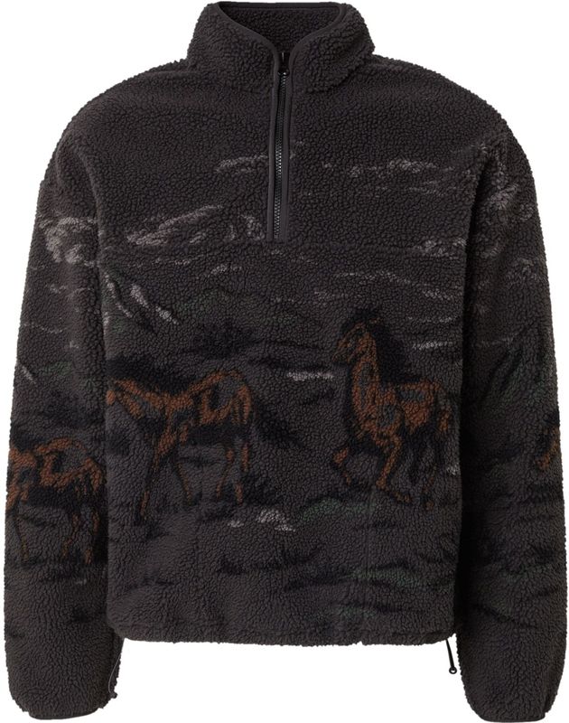 LEVI'S ® Trui 'Idyllwild Sherpa Popover Sweatshirt'  stone grey / donkeroranje / zwart