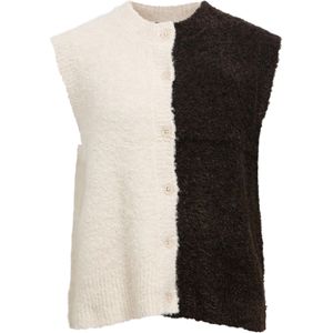 OBJECT Gebreide bodywarmer  bruin gemêleerd / wit gemêleerd