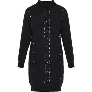 faina Gebreide jurk  zwart / parelwit