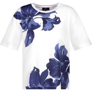 Monari - Shirt - Navy blue - Met Ronde Hals en Bloemenprint