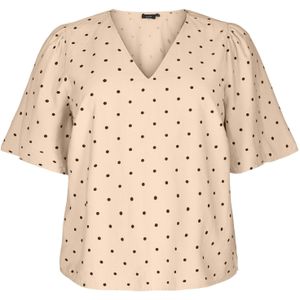 Zizzi Blouse 'Mdot'  beige / donkerbruin
