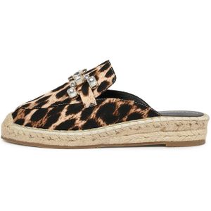 Lola Casademunt - Muiltjes - Bruin / Zwart - Dierenprint - Middelhoge Hak