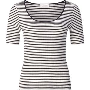 Rich & Royal - Shirt - Midnight Blue - Gestreept - Diepe Ronde Hals - Korte Mouwen