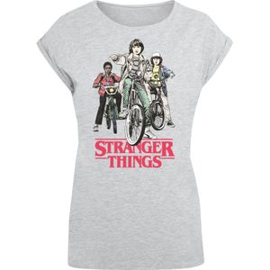 F4NT4STIC Shirt 'Stranger Things Retro Bikers Netflix TV Series'  grijs / gemengde kleuren