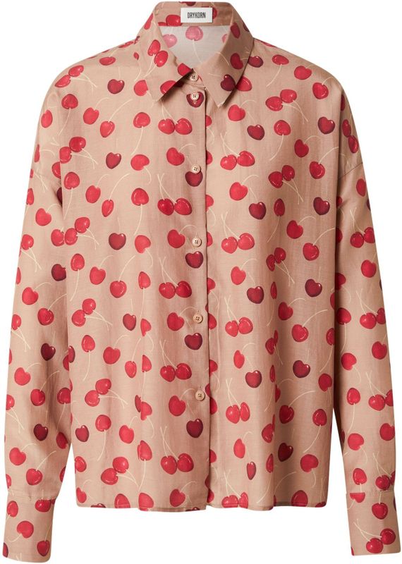 DRYKORN Blouse 'CLOELIA 10'  taupe / donkerbeige / rood / kersrood