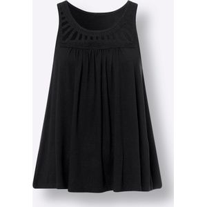 Zwart - Tanktop - 95% Viscose, 5% Elastaan - Mouwloos met Bandjes