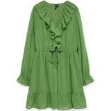 Vmdora - Korte Jurk - Cocktailjurk - V-Hals - Lange Mouwen - Ruches