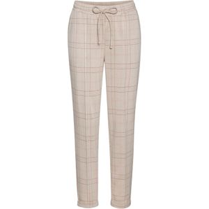 Casual-Chic Sportbroek - Beige/Roze - Ruitjespatroon - Elastische Band