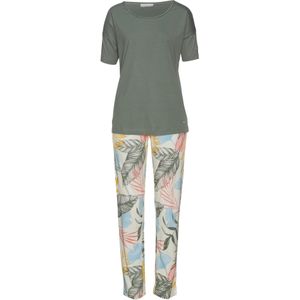Pyjama - Kaki - Gedessineerd - Ronde Hals - Korte Mouwen - Loose Fit